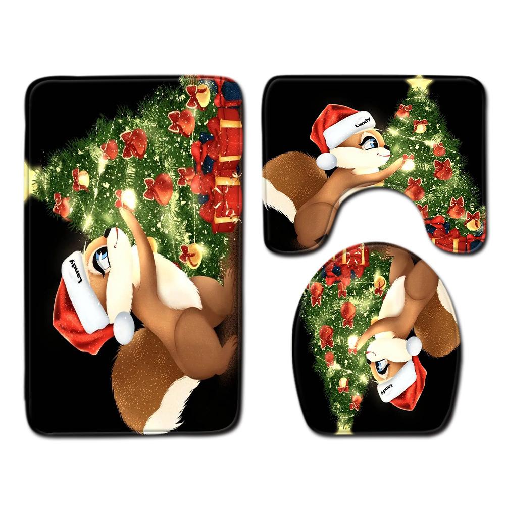 3D Toilet Floor Mat Bathroom Mat Christmas Three-Piece Foot Mat E-Commerce