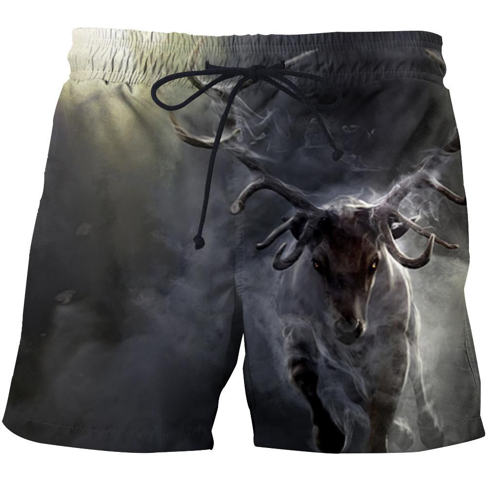 

Мужские летние пляжные штаны с узором лося, спортивные шорты с 3D цифровой печатью 6XL