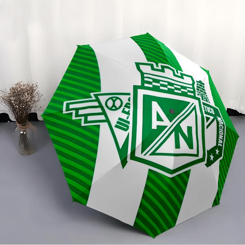 Atletico Nacional Fashionable Automatic Opening/Closing Folding Umbrella. Portable and Foldable, Ideal for Gift, Travel, and Daily Use.