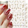 Golden Leaf Nail Art Stickers 3D Self-Adhesive Metallic Foil Decals with Glitter for DIY Manicure and Nail Decoration