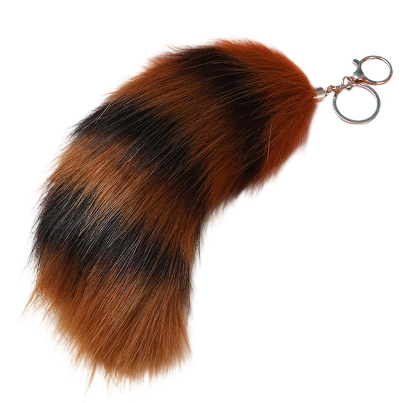 Plush Foxes Tail Keychain Soft And Cute Accessory Plush Keyring Decors For Bags Keys Or Home Decors 18cm Long
