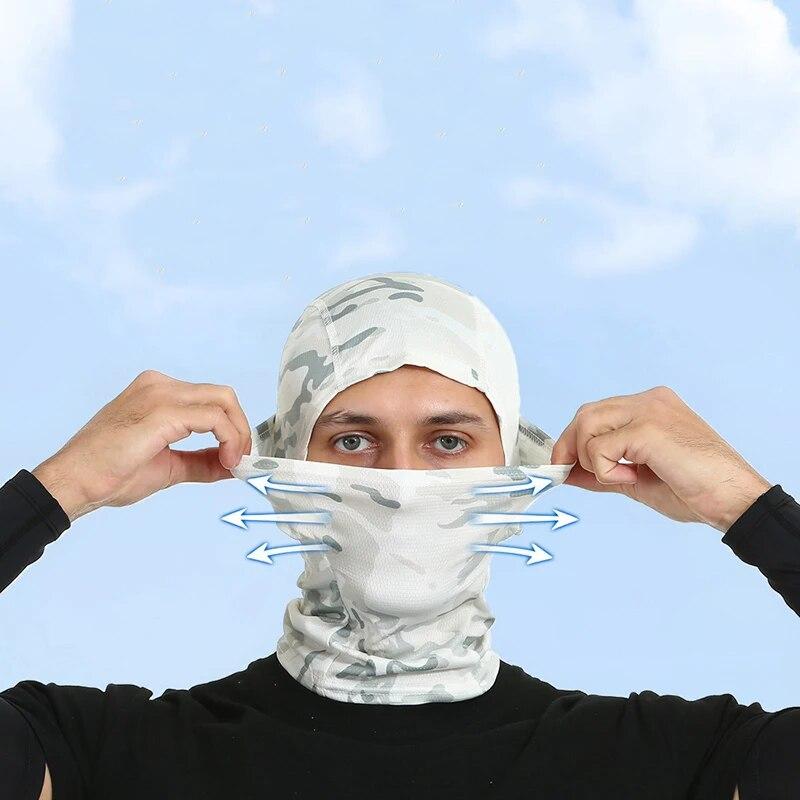 Balaclava tactică de camuflaj Protecție UV Rezistenta pentru ciclism Mască de față Uscare rapidă Ciclism în aer liber Pescuit Drumeții Esarfe