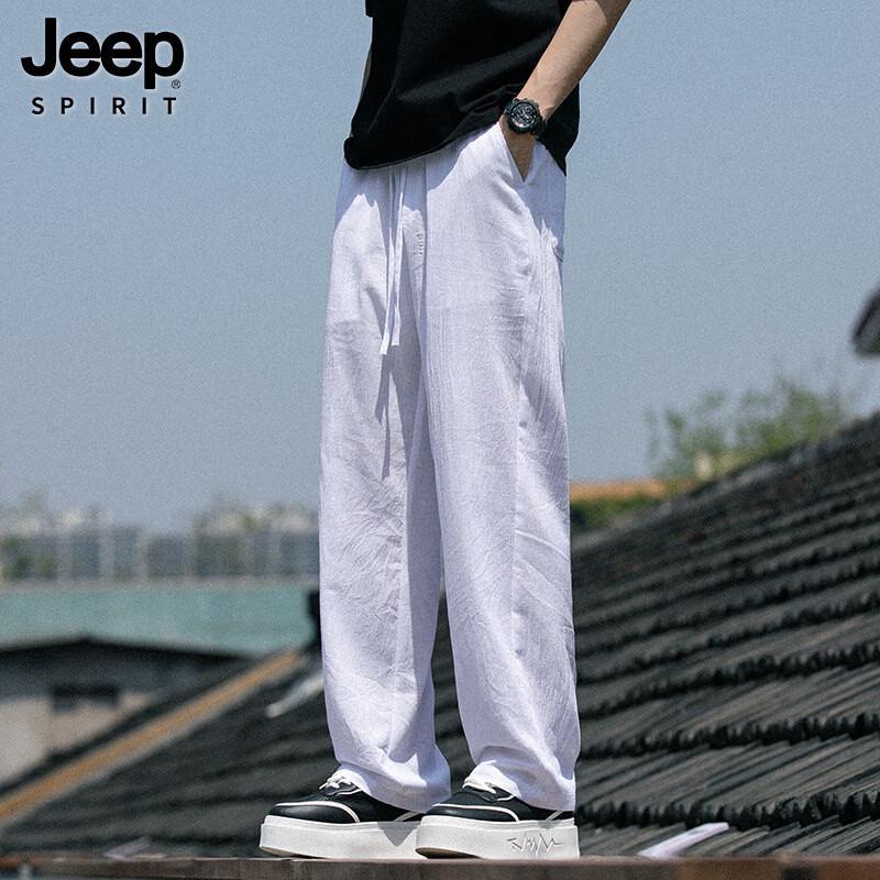 JEEP SPIRIT Men s Linen Blend Straight Casual Pants 4XL