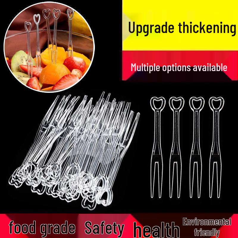 Individually Wrapped Disposable Transparent Plastic Fruit and Cake Forks - Elegant Skewers and Picks
