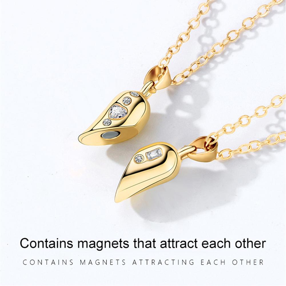 2 Τεμ./Σετ Μαγνήτης Έλκει Κολιέ Ζευγαριού Καρδιά Κρεμαστό Αλυσίδες Κλείδα Τσόκερ Για Αγάπη Δώρα Αγίου Βαλεντίνου Κοσμήματα