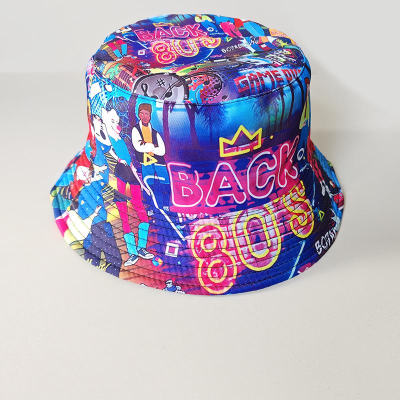 Graffiti Fisherman Hat: Retro, Double-Sided Sun Protection for Men & Women - All-Match Hip-Hop Bucket Style