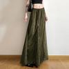 Women's Vintage Lace Panel A-Line Maxi Skirt with Side Zipper Design