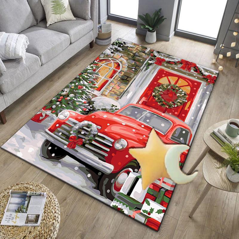 Christmas Vintage Truck Office Rug Chair Mat, Game Carpet, Suitable for Front Door, Bedroom, Living Room, Desk, Holiday Gift