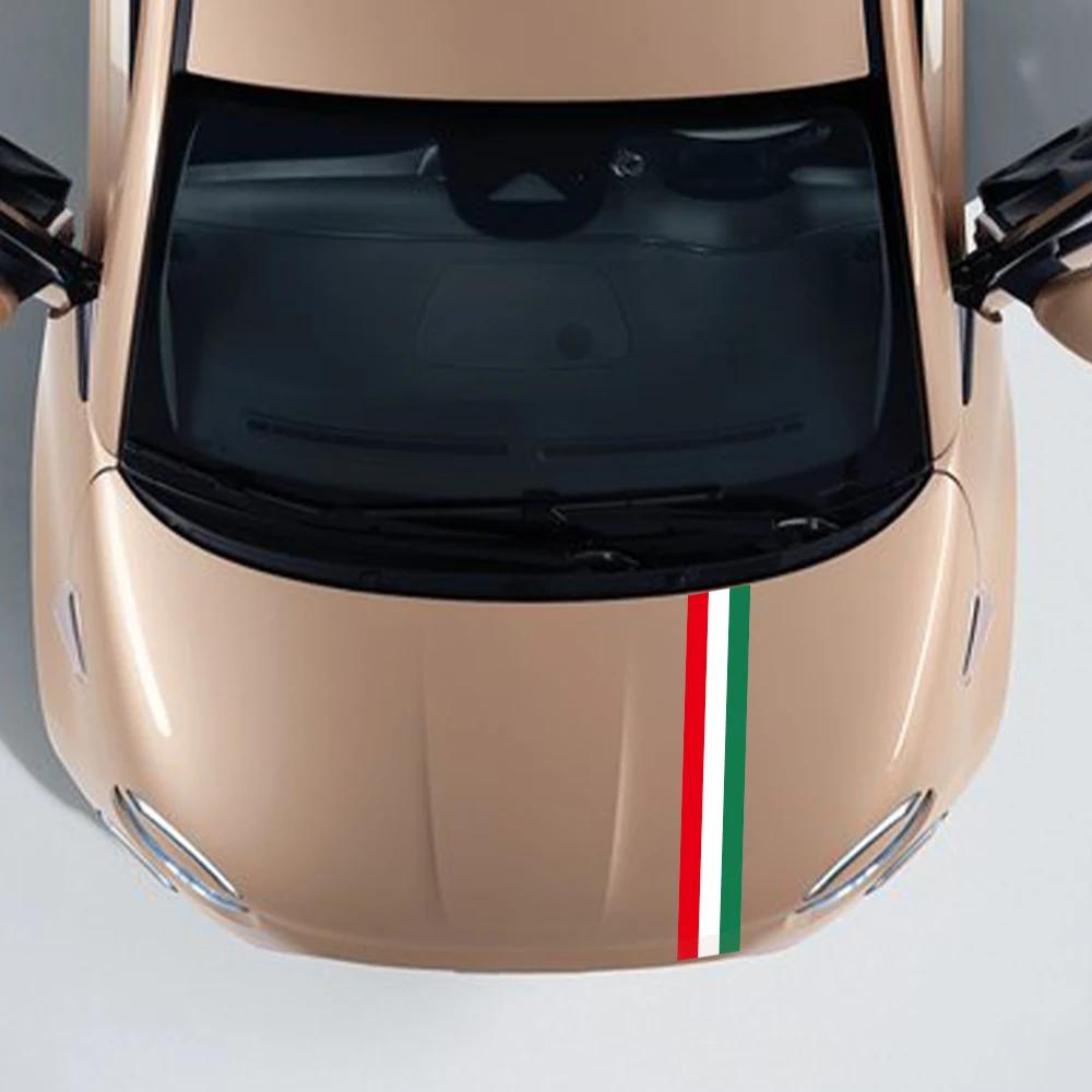 Italienische Flagge Styling Auto Motorhaube Aufkleber Selbstklebend Wasserdicht Vinyl Abziehbild Für Fiat Abarth 500 500x Dekorationszubehör