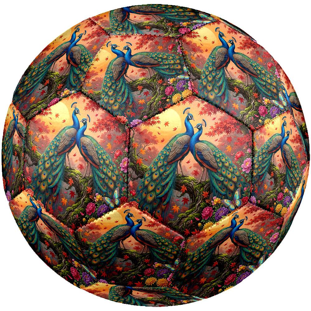 1pc Autumn Peacock Garden Theme Soccer Ball Football, Size 5, Lightweight PVC, Outdoor Training Soccer Ball,Sports Gift T61479