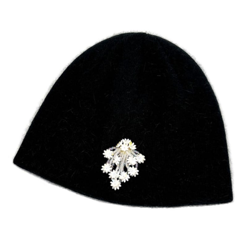 OTHER-worldly Drop Bead Angora Short Beanie [Black]
