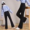 2024 Girls' Black Bell-Bottom Pants: Stylish Spring/Autumn Wear for Big Kids
