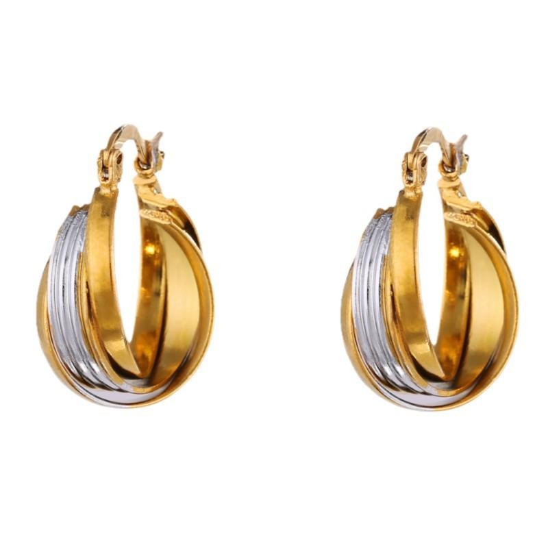 Two-Tone White Gold Plated Twisted Hoop Earrings