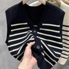 Koreanischen Stil V-ausschnitt Gestreifte Gestrickte Weste Mode Taste Ärmellose Weste Strickjacke Herbst Winter Einreiher Schlank Tops 29055