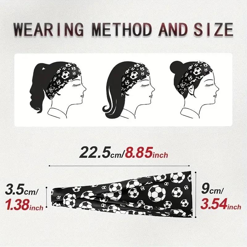 Headbands Tie On Headband For Women Sports Soccer Football Print Athletic Hair Head Band Elastic Sweat Sweatband Yoga Workout Set