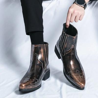 Fashion High-quality Comfort Chelsea Men's Boots Low Heel Pointed Soft Sole Ankle Boot New Fashion Show Official Business High Top Shoes
