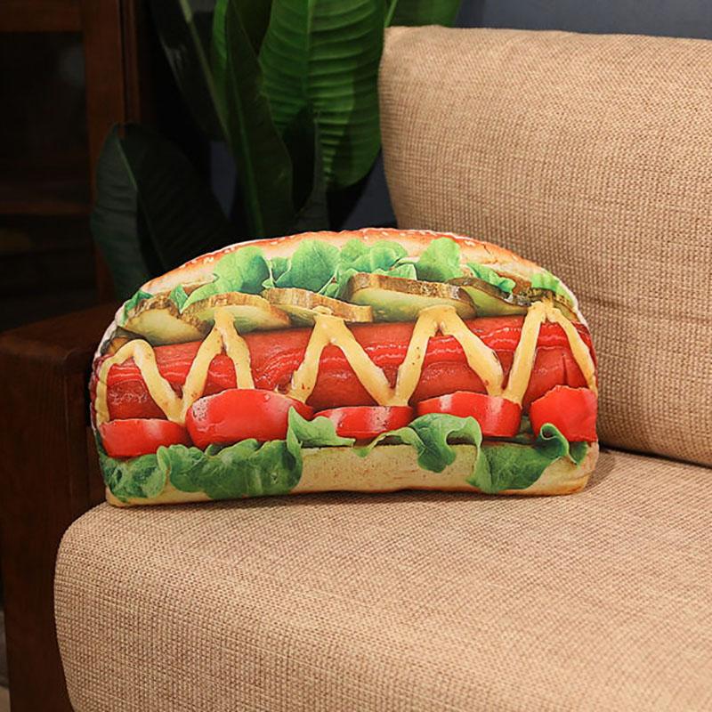 Voedsel Pluche Kussen Gevuld Als Echte Hamburger Hond Brood Pizza Kussen Zachte Hoofdsteun Pluche Decoratie Voor Bank