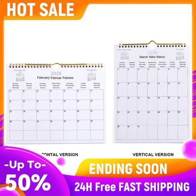 2026-2026 Multilingual Spiral Bound Planner with Notes Wall Calendar Multi-Purpose Schedule Organizer for Easy Planning