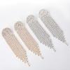 1 Pair Shiny Rhinestone Chandelier Tassel Earrings Long Ear Dangle Earring Geometric Shape Bridal Dangling Fringe Jewelry