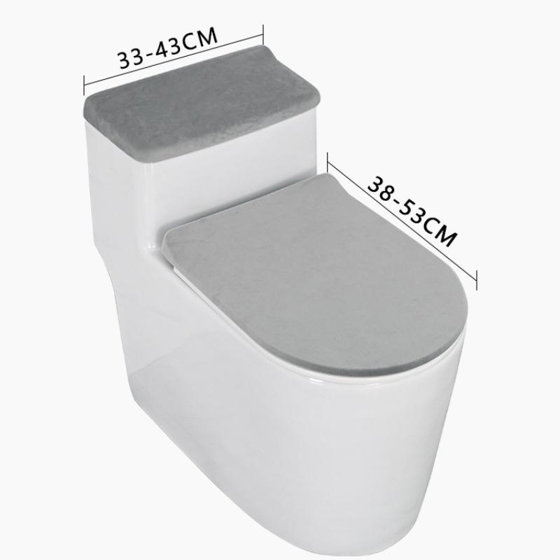Stretch Velvet Toilet Lid Cover and Toilet Tank Lid Cover, Bathroom Toilet Lid Cover Set with Elastic Bottom, Machine Wash