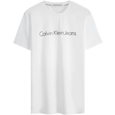 Calvin Klein Letter Print Breathable Slim Fit Short Sleeve T-Shirt Unisex Tops White J320931YAF