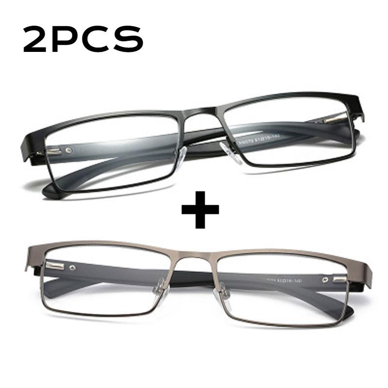 

2 шт. Высококачественные нержавеющие очки для чтения Мужские Женские Модные пресбиопические очки Бизнес Гиперметропия Очки с защитой от синего света +1.0