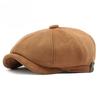 Vintage Suede Newsboy Cap for Men Women Retro Octagonal Baker Boy Hat Autumn Winter Warm Solid Color Beret Painter Hat