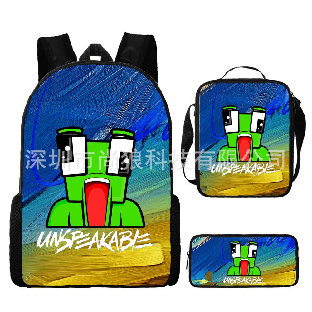 Unspeakable Pattern Schoolbag Large Capacity Backpack Shoulder Bag Pencil Case Three-Piece Set