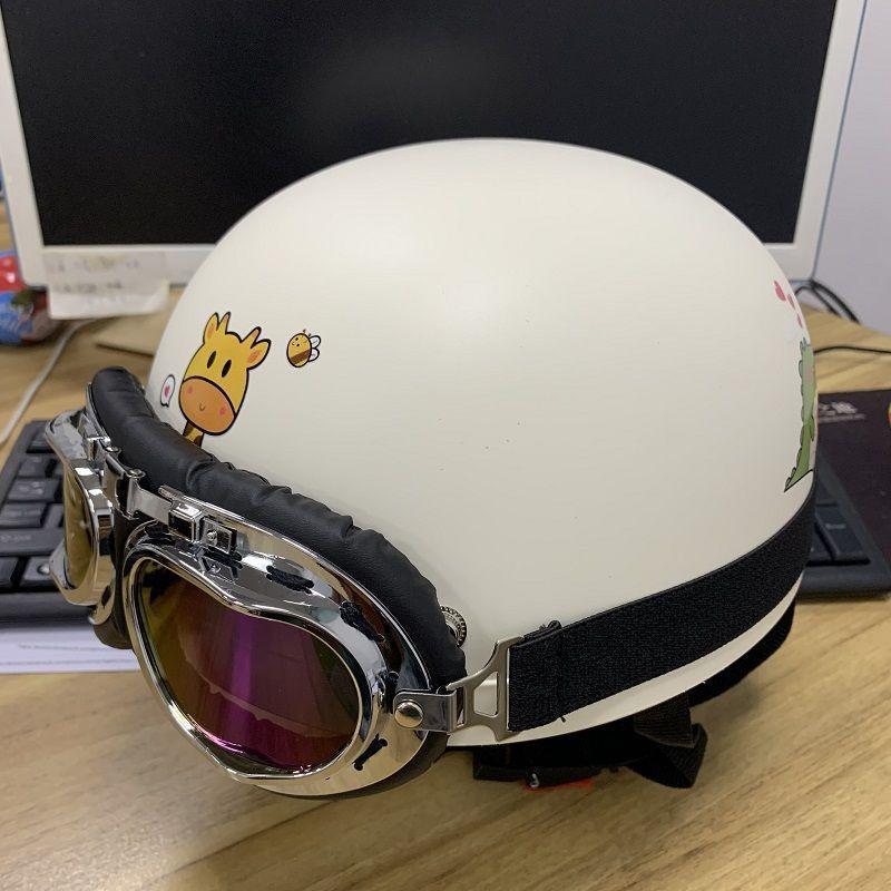 Trendy Street-Style Half Helmet with Eye Protection for Young Riders