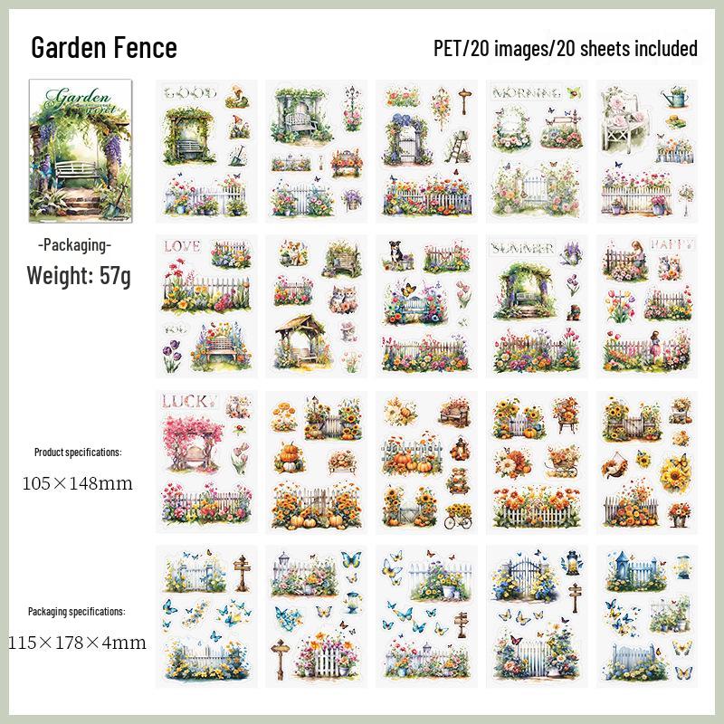 Wonderful Day PET Sticker Book: Secret Garden Series for Retro Journal DIY (20 Sheets)
