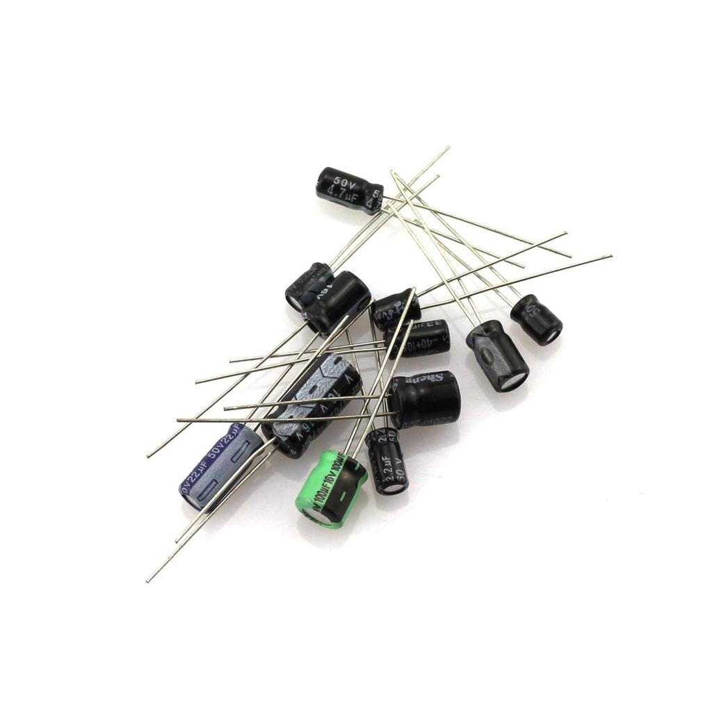Tegg 120pcs Aluminum Electrolytic Capacitor Assorted Kit 0.22UF-470UF 12 Values Commonly Used Electronic Component DIY Assortment