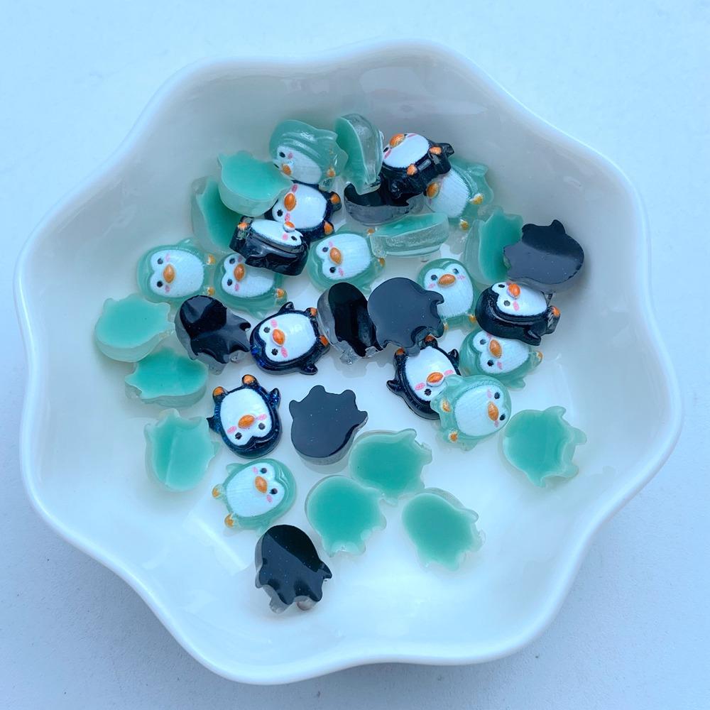 50Pcs New Cute Resin Mini 9mm Cartoon Penguin Series Flat Back Manicure Parts Embellishments For Hair Bows Accessories