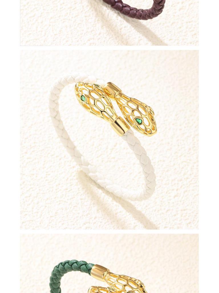 Exquisite Retro Snake Head Open Bangle: Fashionable Woven Bracelet