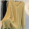 Sweater for Women Autumn Winter Thickened  Warm Knitted Stretchy Long Sleeve Oversize V-neck Tops