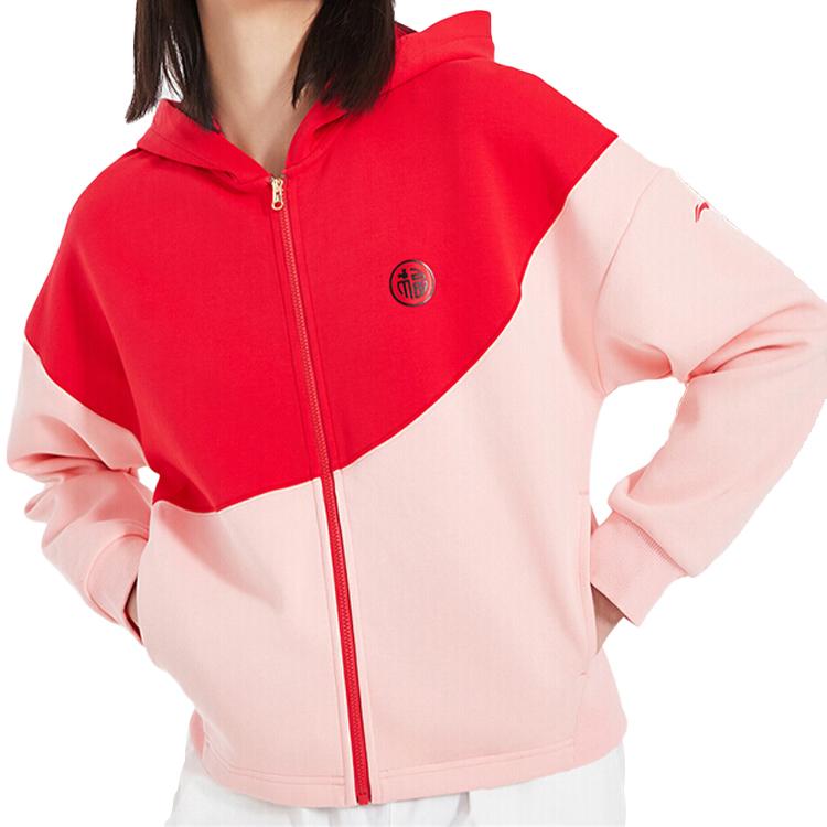 Li Ning X Disney Loose Fit Hoodie Jacket Women Outerwear Cherry-Blossom-Red AWDQ004-2