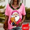 Christmas Women's T-shirt 3D pattern printing V-neck T-shirt quick-dry New Year's T-shirt New women's tops y2k clothes for woman