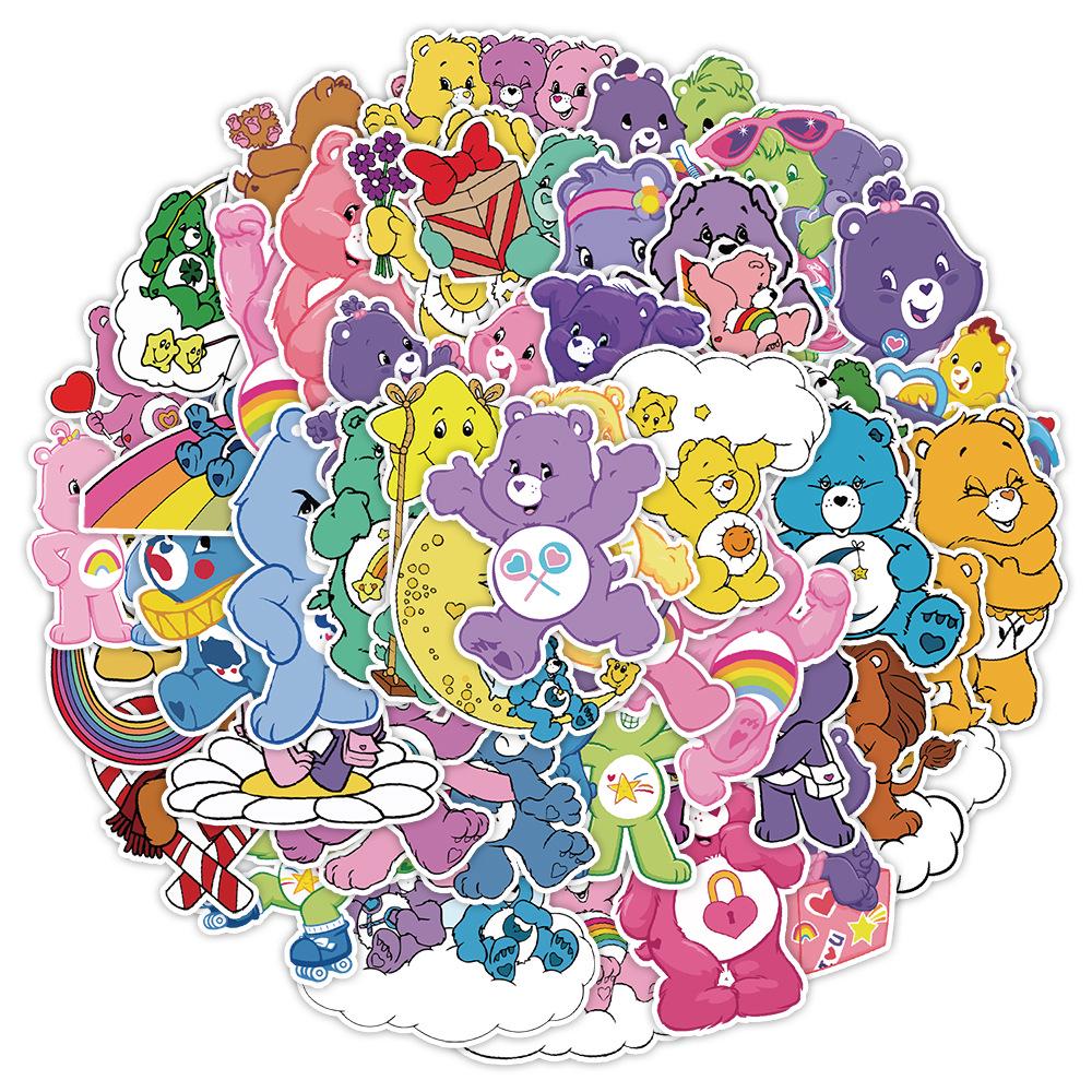 50pcs Heart Bear Graffiti Stickers – Waterproof, Creative Decorative Stickers for Notebooks and Stationery