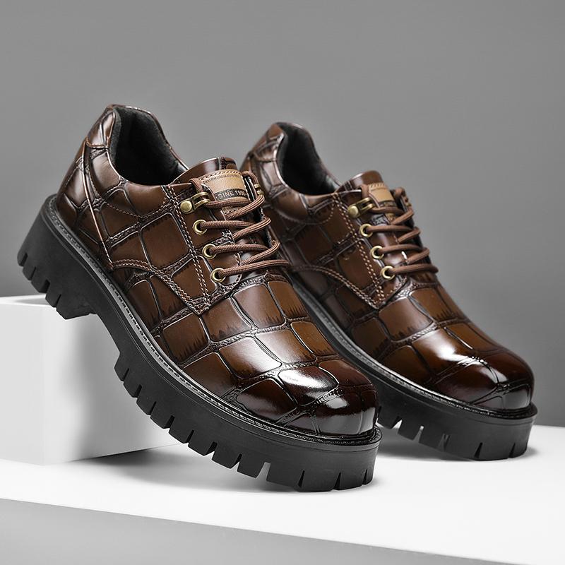 

Высококачественная мужская кожаная обувь в британском стиле, деловая повседневная, модная, на толстой подошве, износостойкая, туфли Оксфорды 44 бронзовый