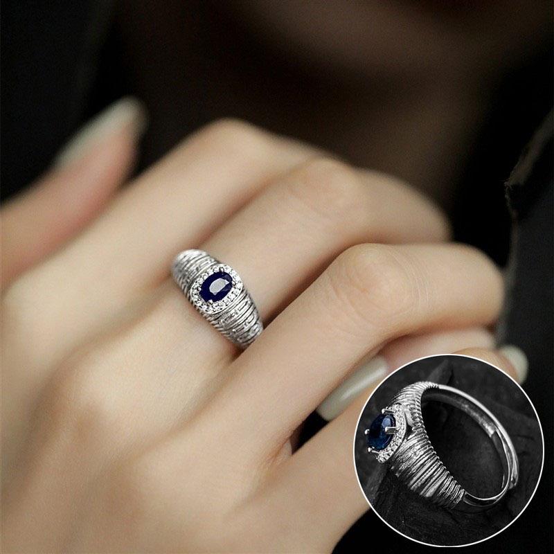 Elegant S925 Silver-Plated Light Blue Open Ring for Women - Versatile, Fashionable, and Luxurious Index Finger Design.