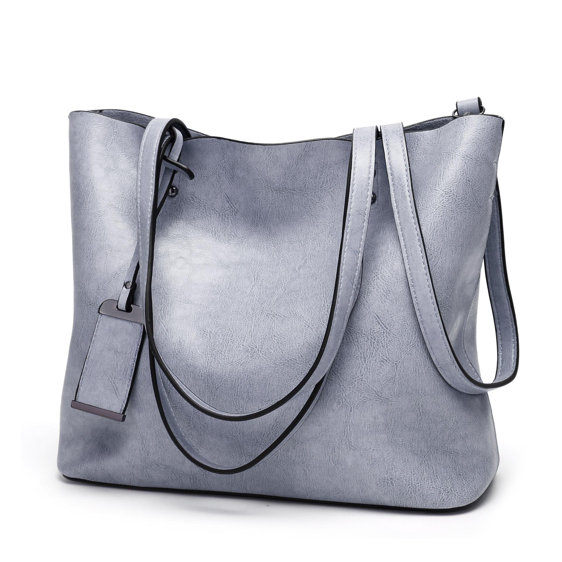 

Cross-Border Women s Bag 2025 New European and American Style Shoulder Bag Export Bag Amazon Hot Oil Leather Bag Crossbody світло-синій колір