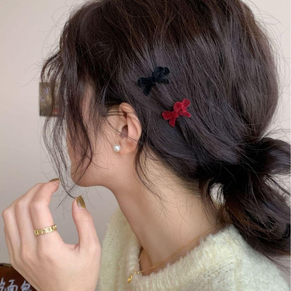 Hair Styling Tools Bowknot Hair Clips Women Bow  Headwear Duckbill Clip Bow Velvet Hairpin