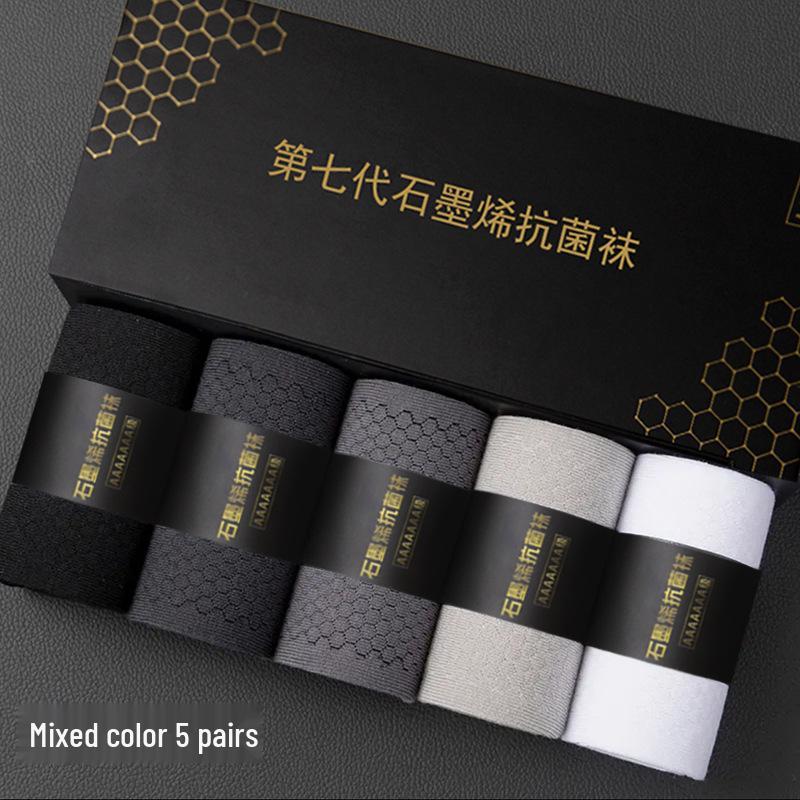 Ginger Graphene Men's 7th Gen Antibacterial Business Mid-Calf Socks, Breathable, Sweat-Absorbent Cotton for Autumn/Winter