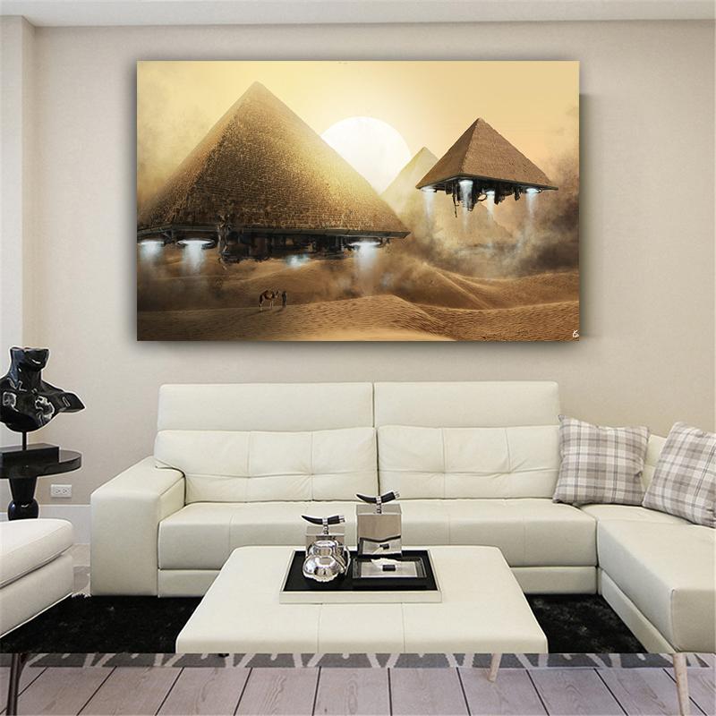 RELIABLI ART Leinwandgemälde, schwimmende Pyramide, Ägypten, Poster und Drucke, dekorative Gemälde, Wandbilder für Wohnzimmer