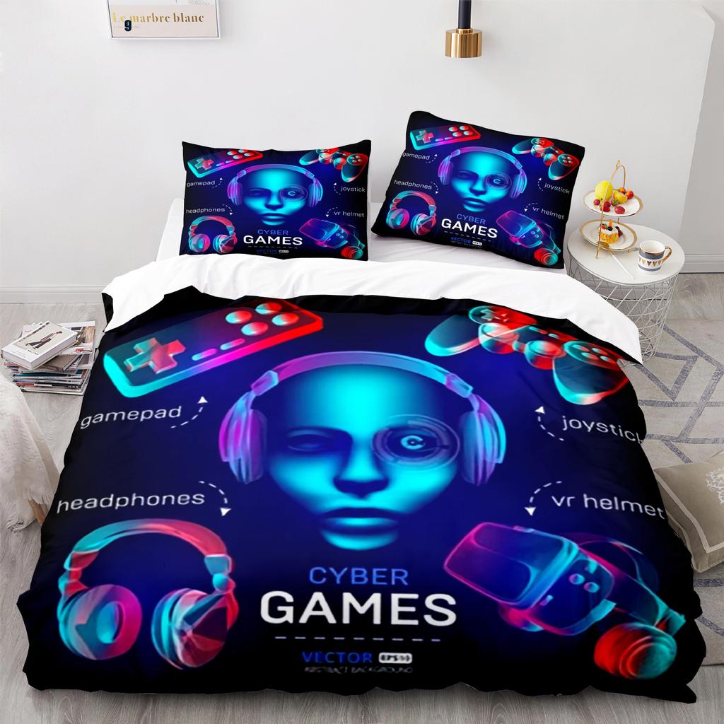 Gamer Duvet Cover Full Size Teens Gaming Bedding Set for Kids Boy Girl Video Games Comforter Cover Gamepad Polyester Quilt Cover