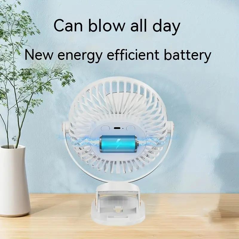 Compact Desktop Fan, Operates Silently, Lightweight Usb Charging, Five-Speed Wind Speed Adjustment, Adjustable Tilt Angle