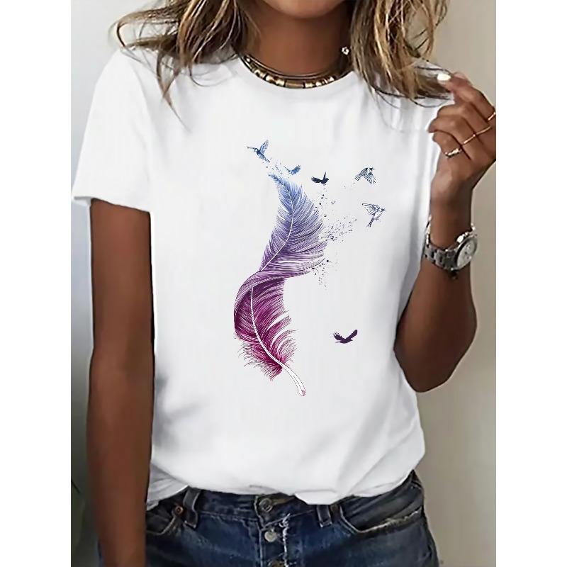 European sizes Women s Blend T-Shirt - Classic Fit, Soft Breathable, Casual Daily Wear, Classic Crew Neck S белый