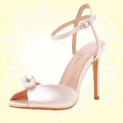 Sanda de modă cu toc înalt de 10 cm Pânză de satin alb de lux Pantofi de damă cu gură de pește Banchet Rochie de mireasă Pantofi de mireasă Femeie