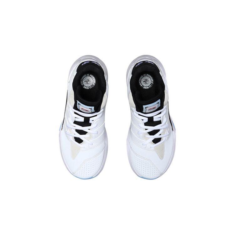 Li Ning Kids Comfortable Casual Non-Slip Shock Absorbing Wear-Resistant Mid-Top Running Shoes Kids Running Shoes White Blue Black YKCP292-7