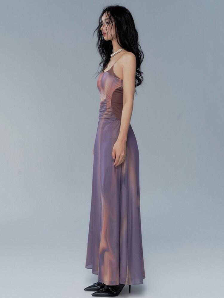 Xitao Μόδα Γυναικείο Ταμπεραμέντο Πλισέ Φόρεμα με Τιράντες LYD1065