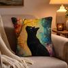 Anime Starry Sky Art cat Pillow Case Soft Plush Cushion Cover Double Print and Invisible Zipper for Sofa Home Car Use